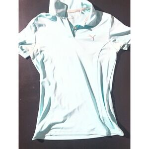 Puma Golf Womens Light Blue Short Sleeve Performance Polo Shirt Aqua Size Small